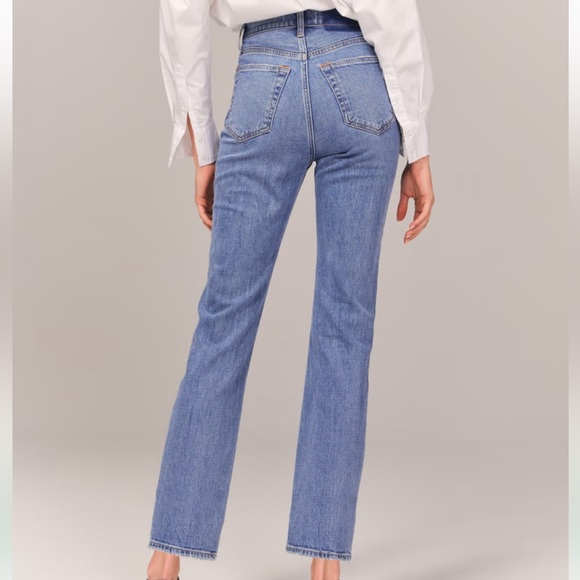 Abercrombie & Fitch Curve Love Ankle Straight Ultra High Rise Denim Size 6 LONG - Picture 2 of 11